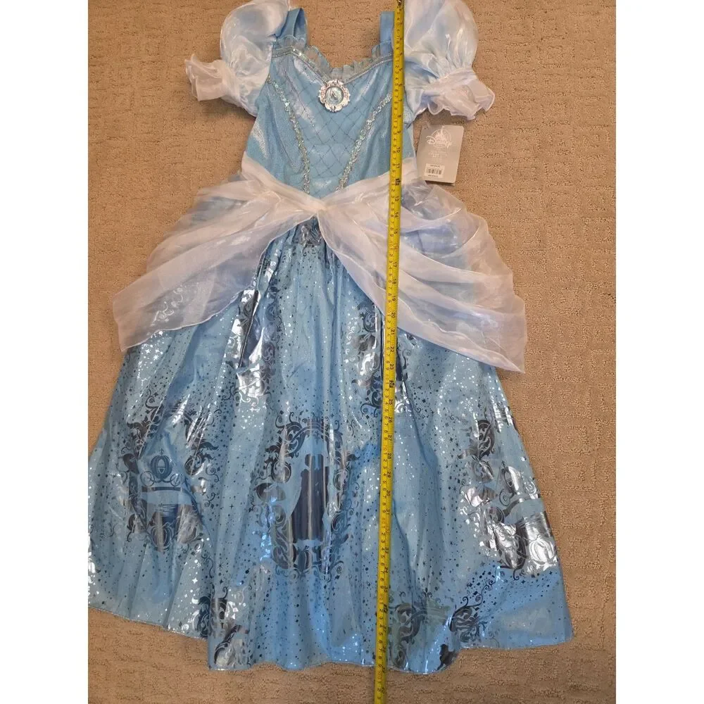 NWT Disney Store Blue Cinderella Dress Size 7/8 Ball Gown Costume Long
